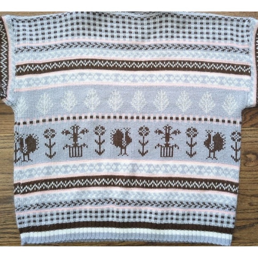 Vtg Hot Cashews 80s Cottagecore Fairisle Farm The Little House Theme Sweater M - Picture 7 of 9